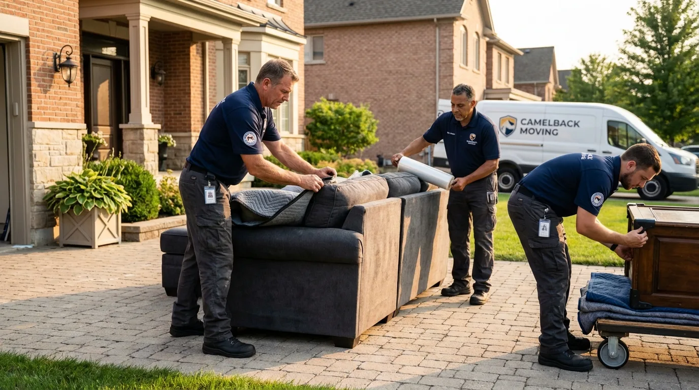 Large estate moving crew wrapping furniture in Catawba, SC