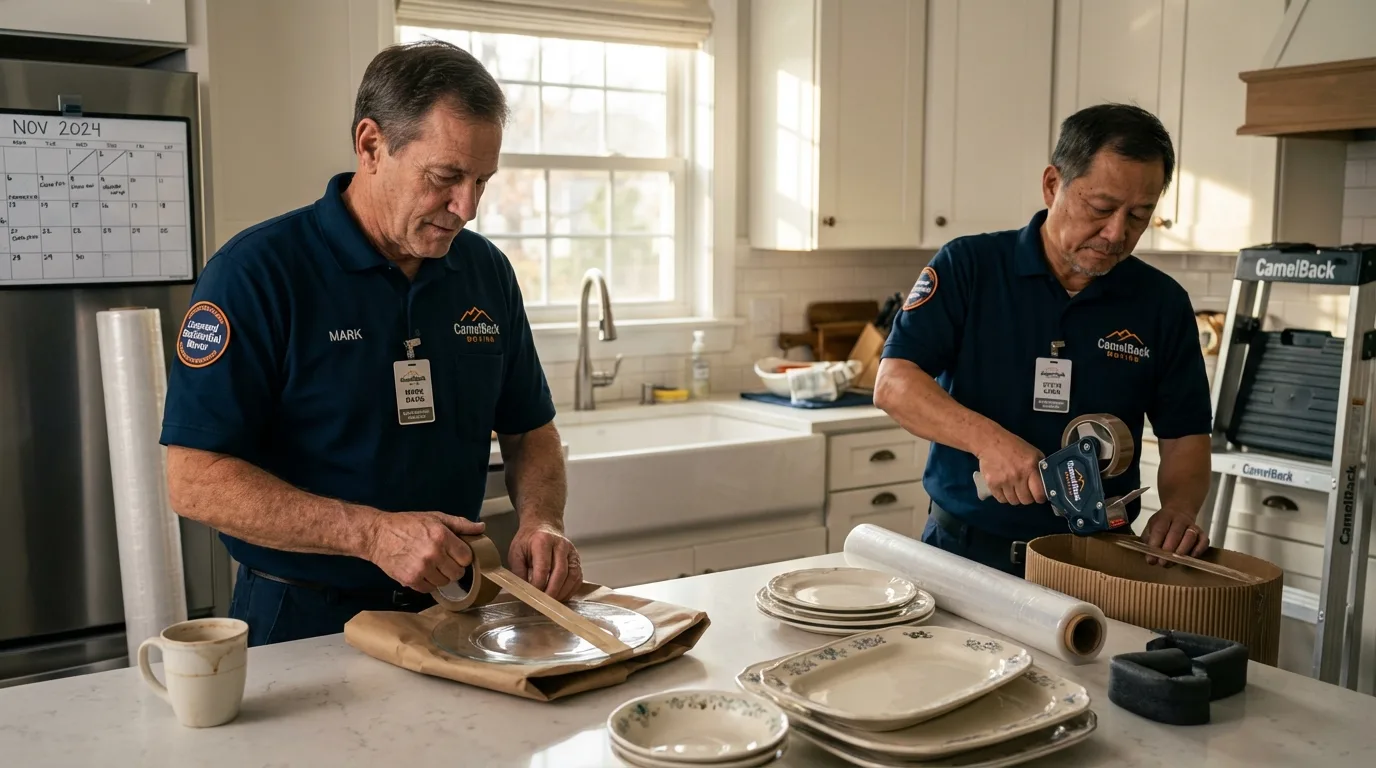 Professional crew packing kitchen dishware in Catawba, SC